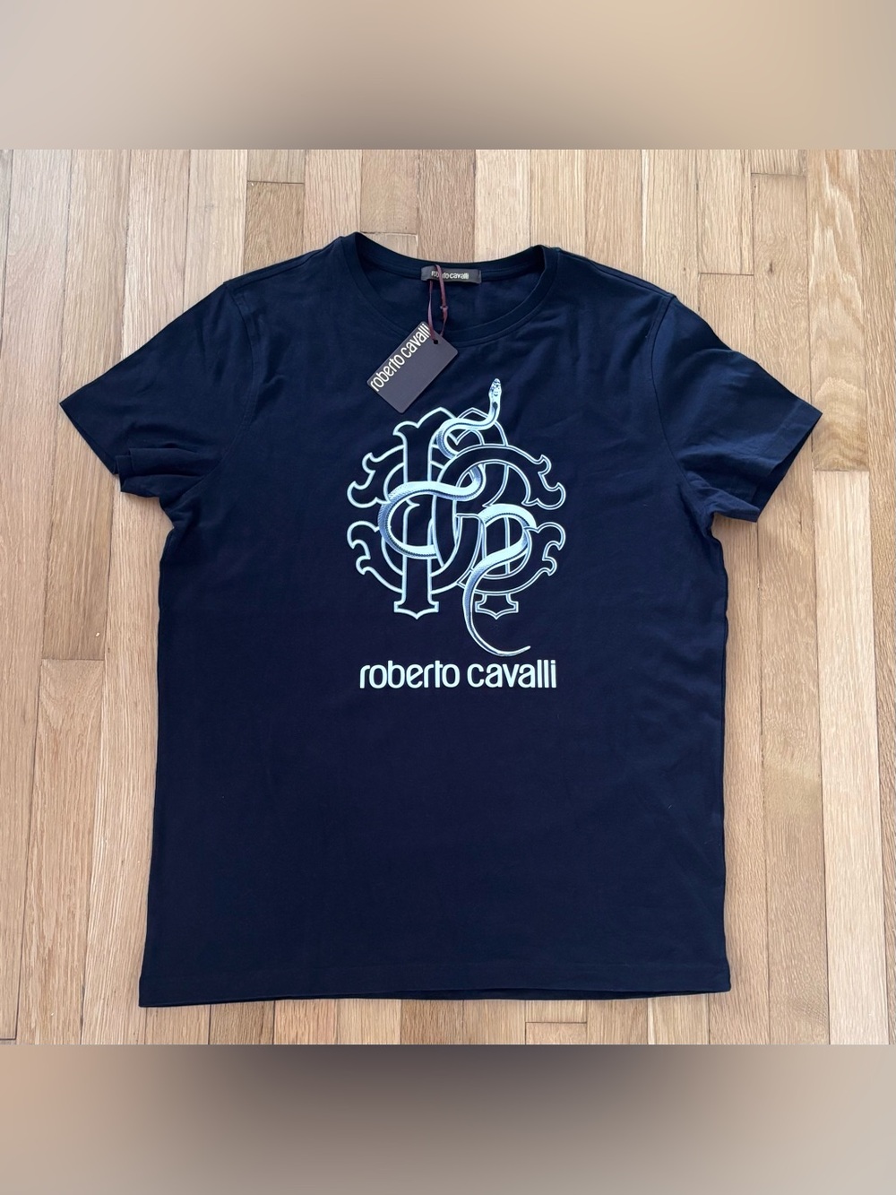 New Roberto Cavalli Shirt Servant Print XL Mens Black With Tags